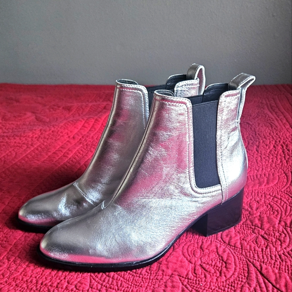 Rag & Bone 6 - 6.5 Silver Leather Boots